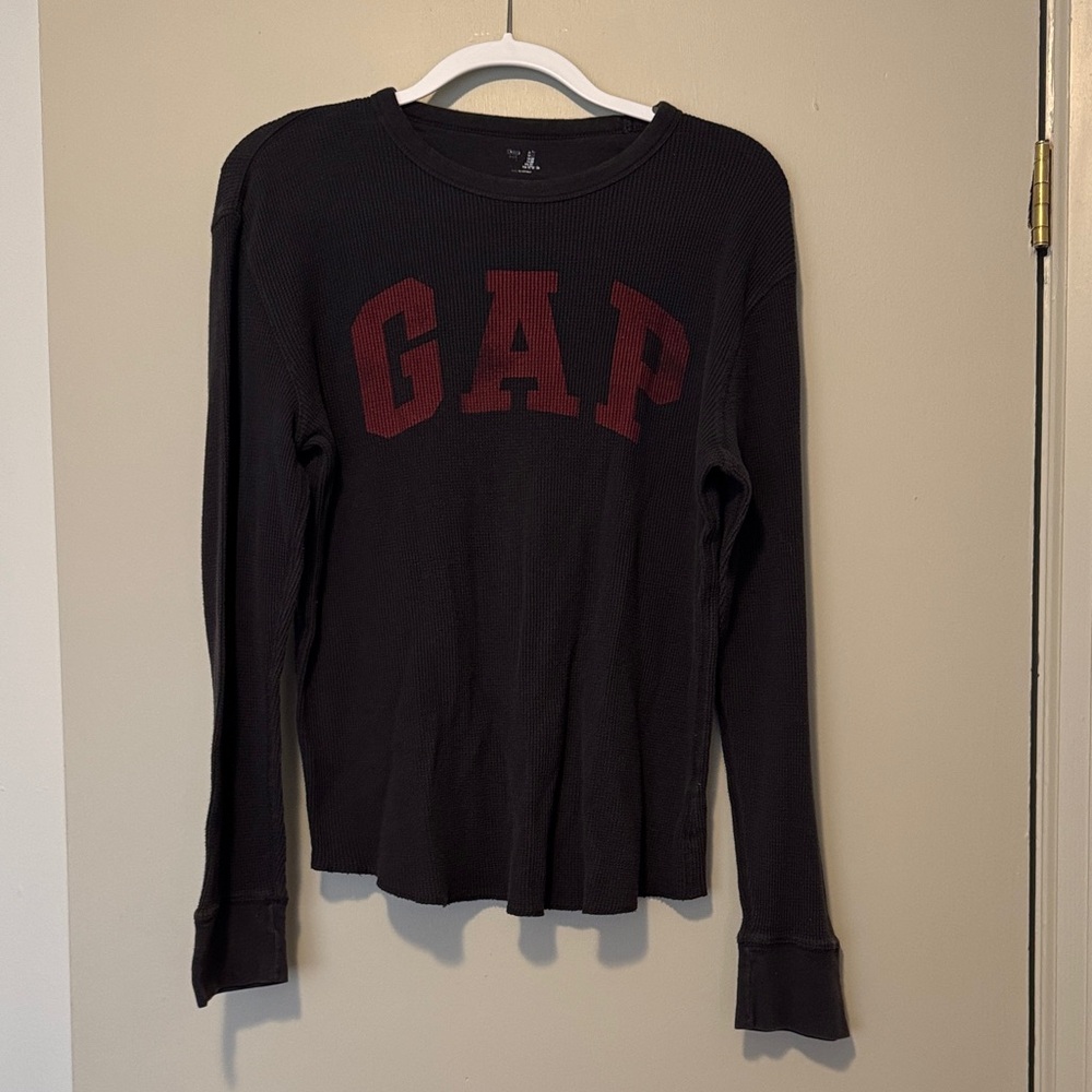GAP Waffle Knit Black Crewneck Shirt